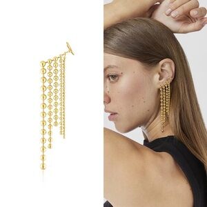 1pcs Tous Gold Multi Balls Beaded Circles Stands Long Drop Earring Cuff